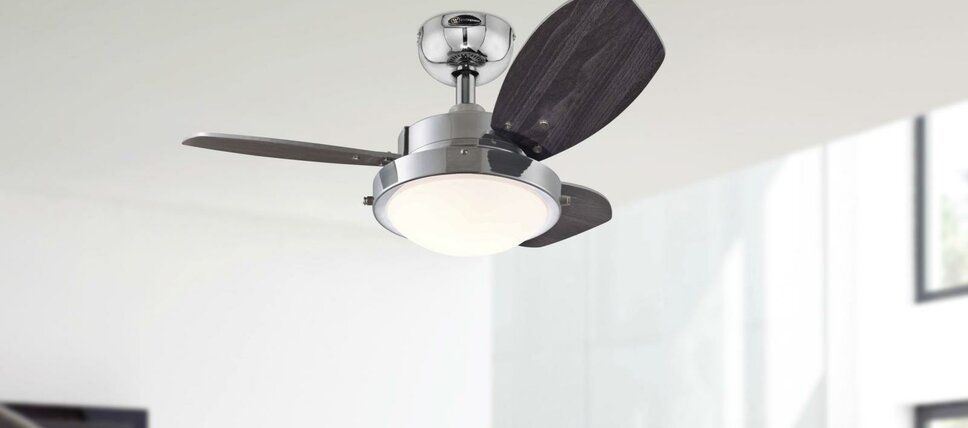 encased ceiling fan with light